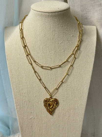 Gold Heart Duet Necklace