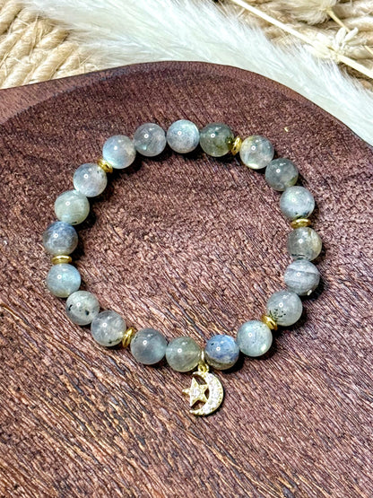 Labradorite + Gold Chunky Charm Band