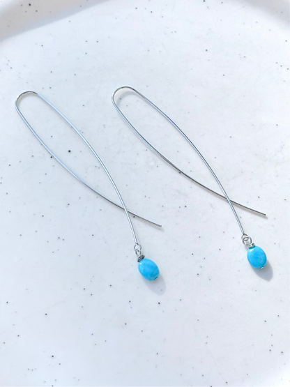 Sleeping Beauty + Silver Twister Threader Earrings