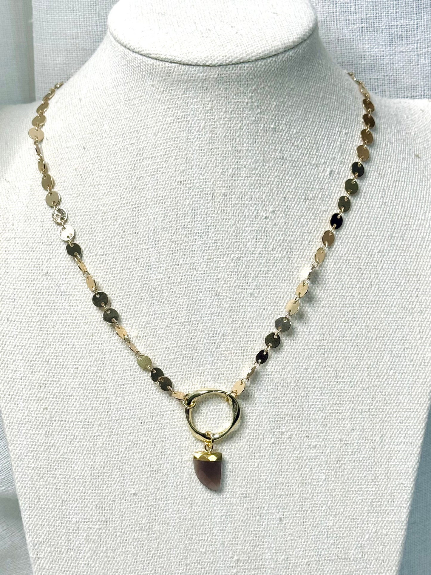 Chocolate Moonstone + Gold Eternity Necklace