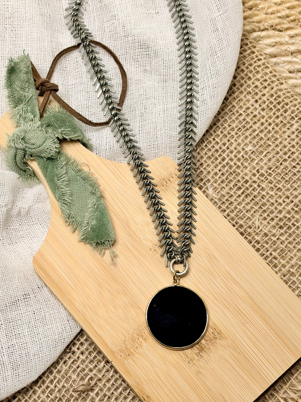 Black Onyx + Antique Silver Necklace