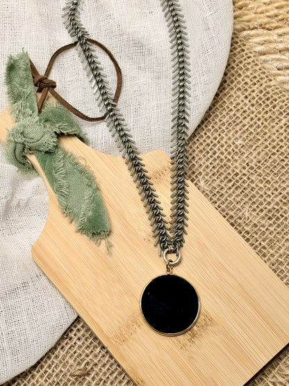 Black Onyx + Antique Silver Necklace