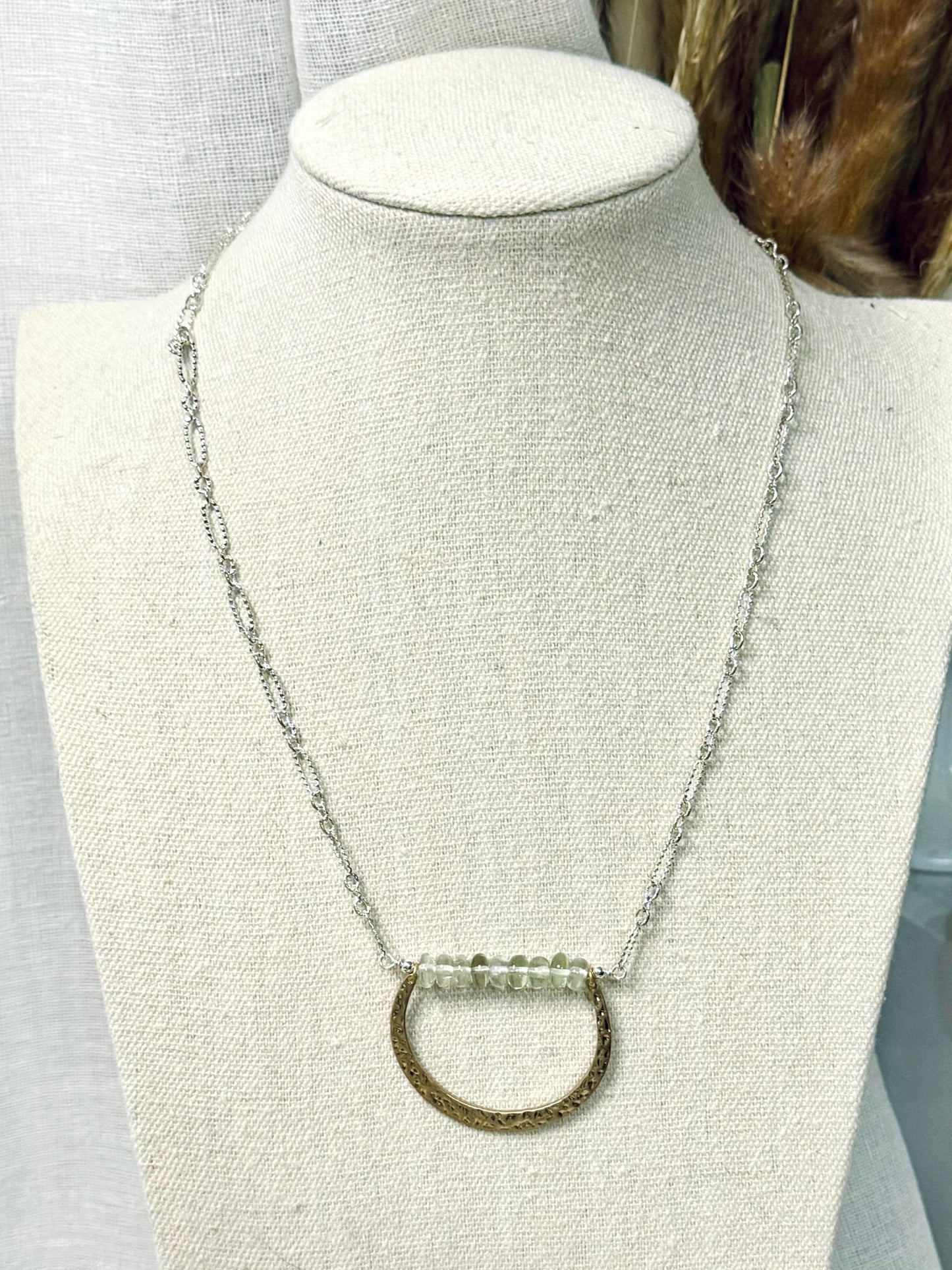 Green Amethyst + Mixed Metals Horseshoe Necklace