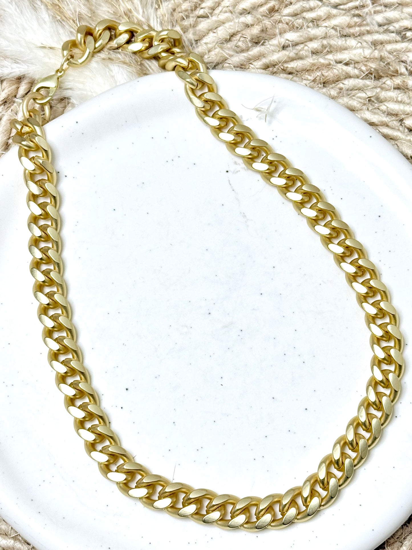 Matte Gold Chunky Curb Chain Necklace