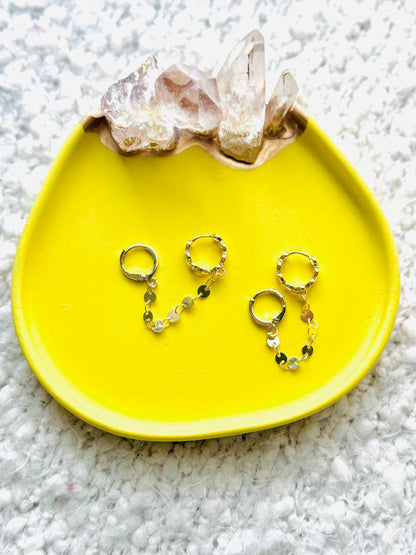 Gold Double Huggie Sequin Earrings