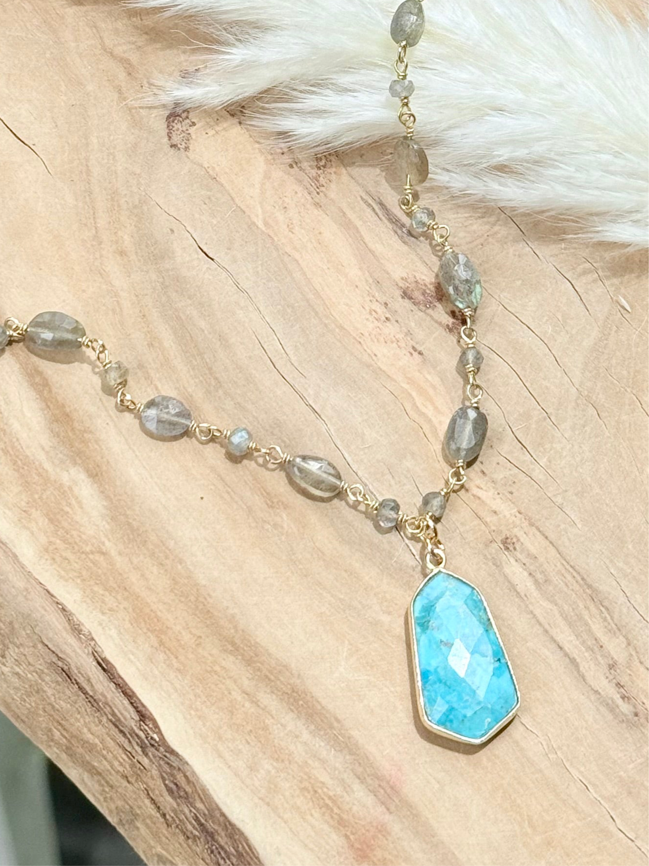 Turquoise + Labradorite Gold Necklace