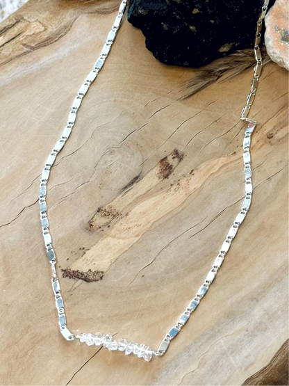 Herkimer Diamond + Silver Choker Necklace