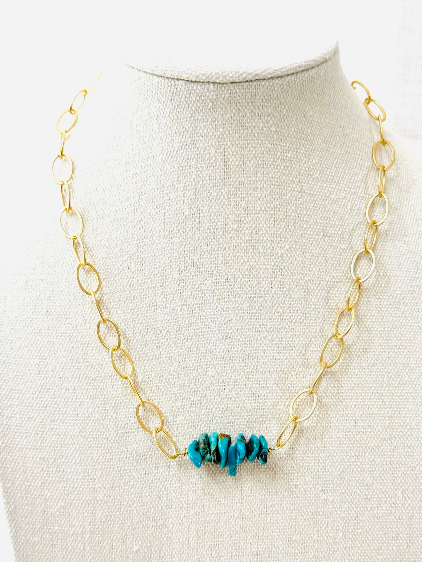Turquoise + Matte Gold Necklace