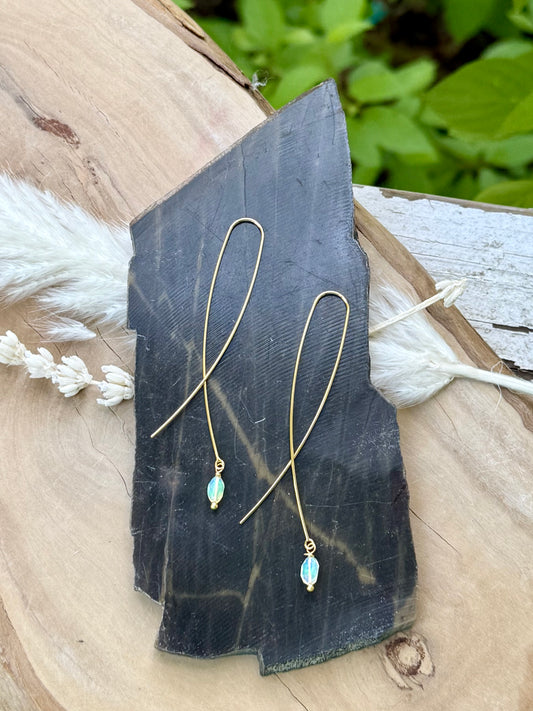 Ethiopian Opal + Gold Twister Threader Earrings