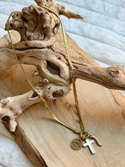 Mother of Pearl + Gold Stainless Steel Protection Necklace