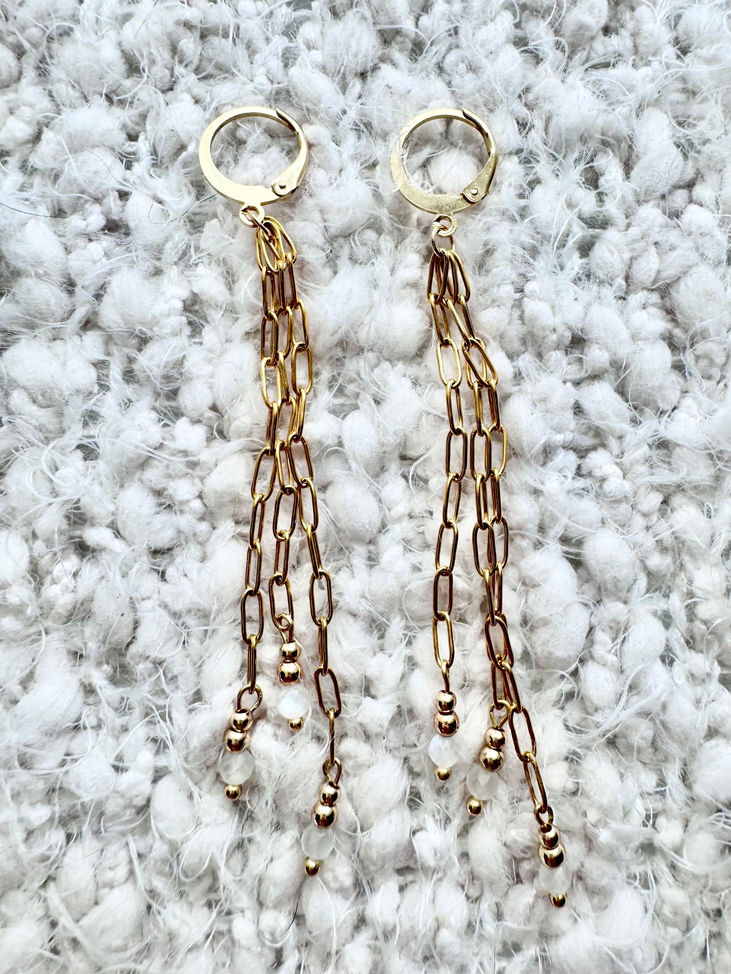 Moonstone Duster Huggie Earrings