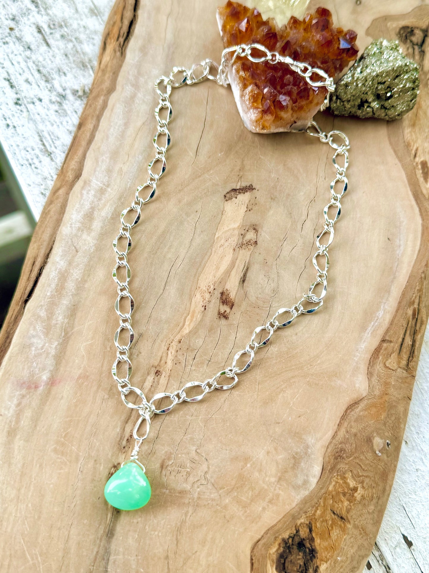 Chrysoprase + Silver Pendant Necklace