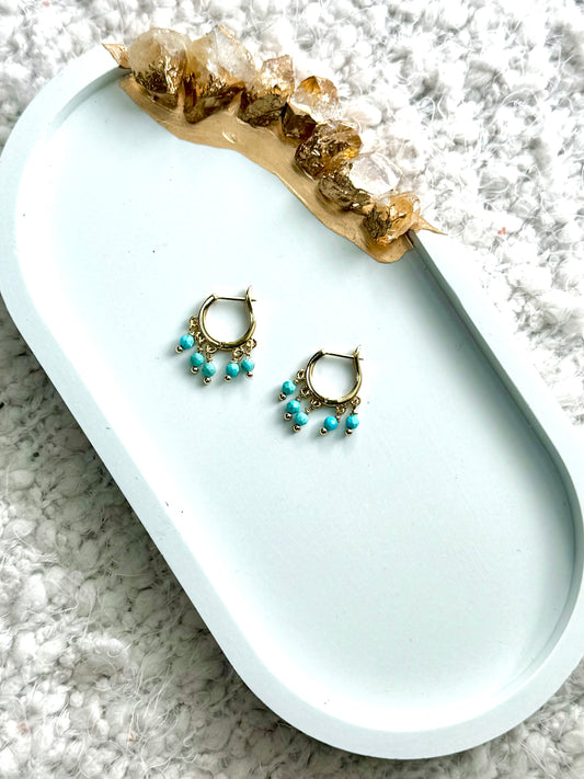Turquoise + Gold Fringe Earrings
