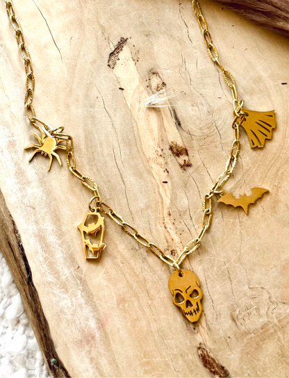 Spooky + Gold Charm Necklace