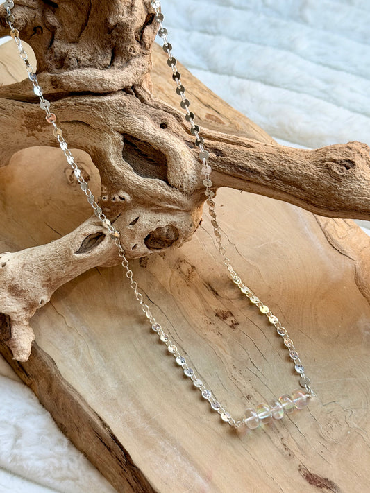 Aura Quartz + Silver Bar Necklace