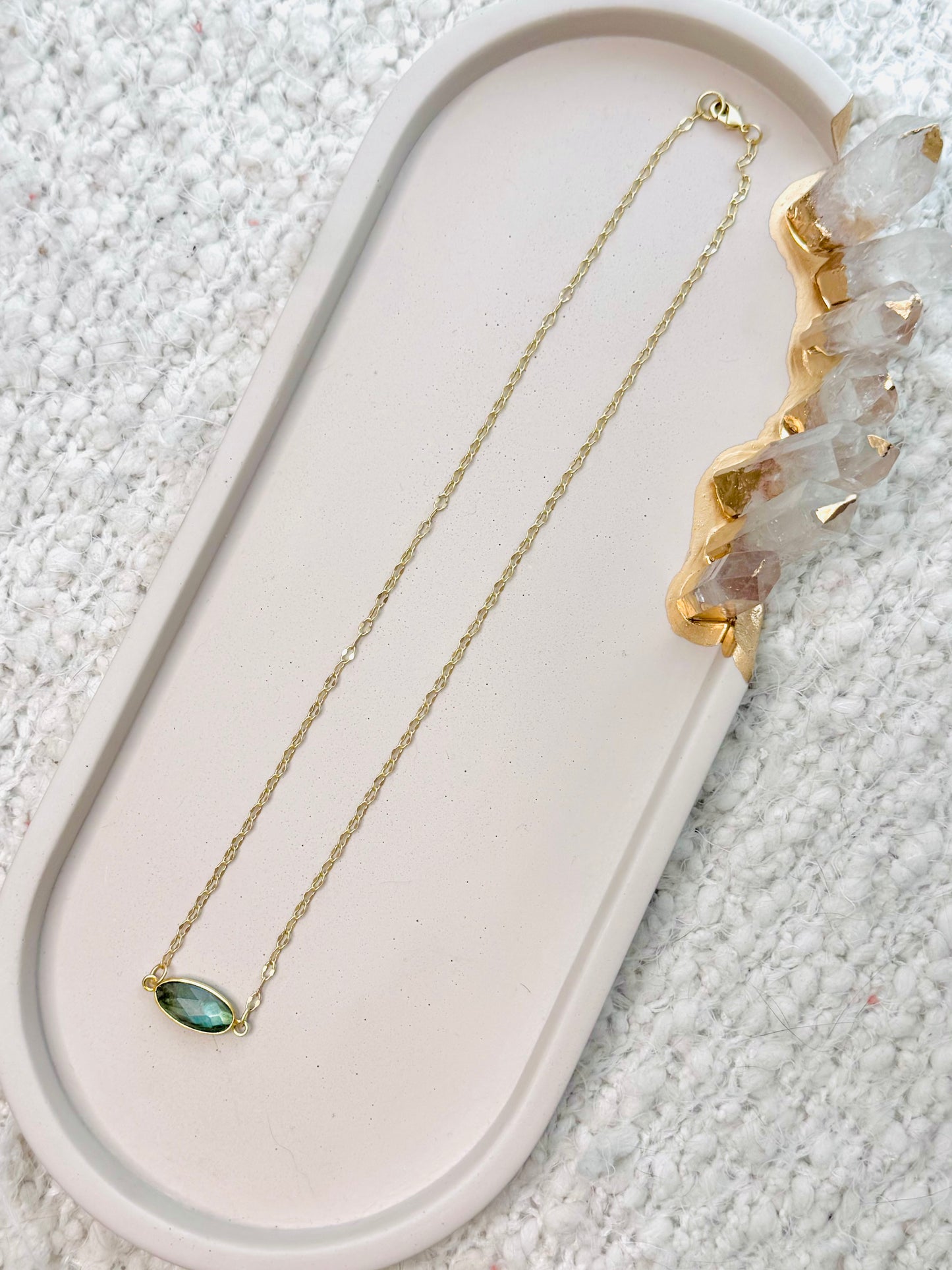 Labradorite + Matte Gold Pendant Necklace