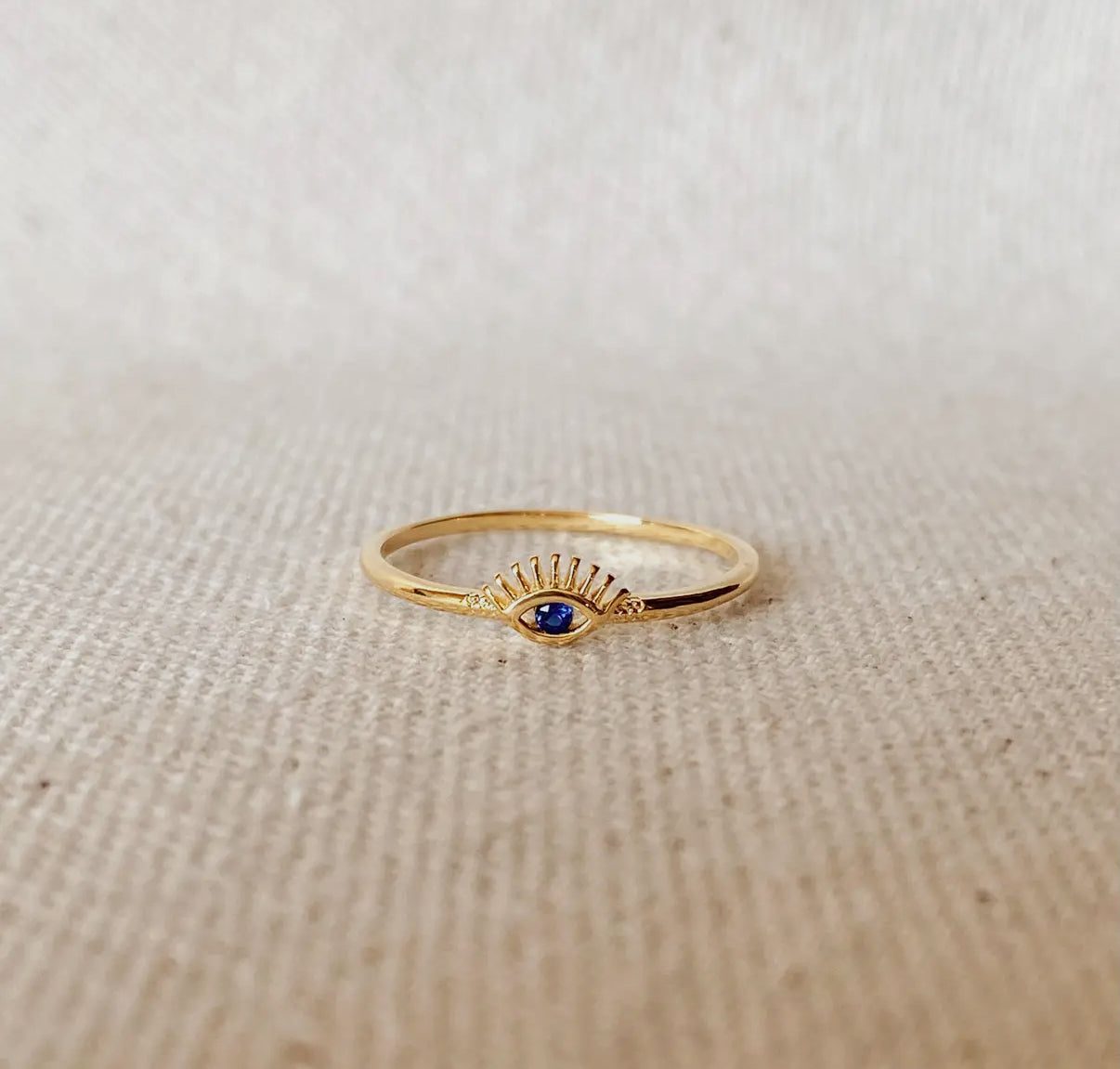 Gold Filled Blue Evil Eye Ring