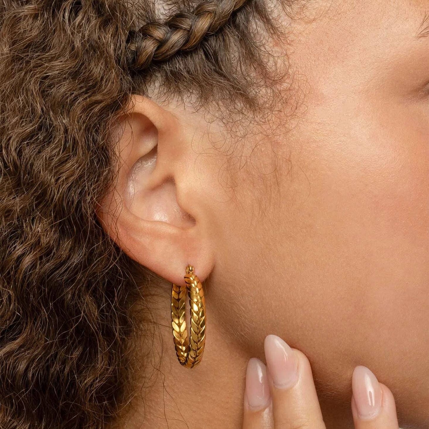 Stainless Steel Braided Hoop Earrings