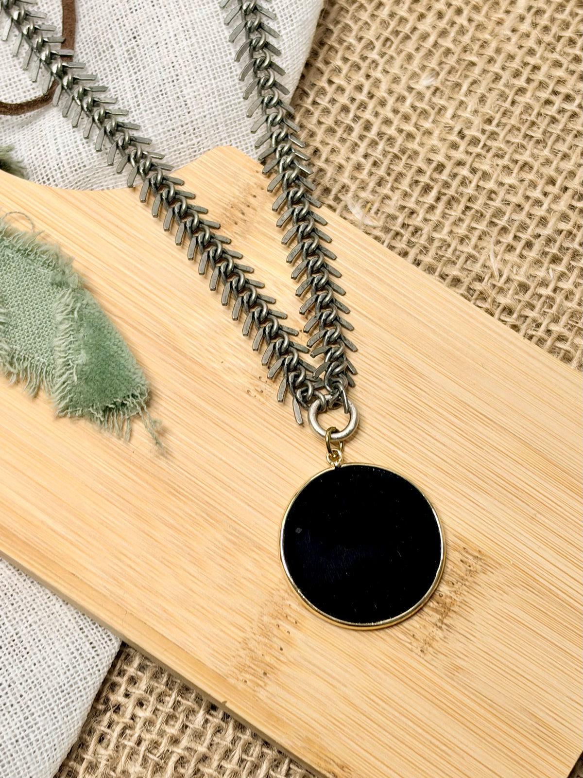 Black Onyx + Antique Silver Necklace