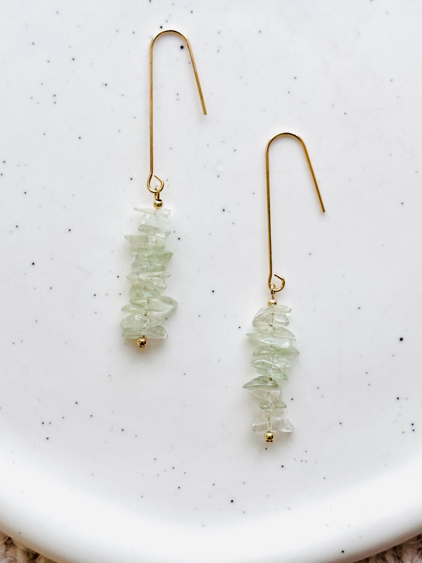 Green Amethyst + Gold Threader Earrings