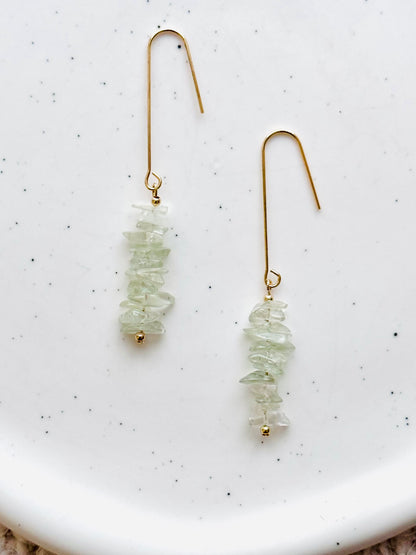 Green Amethyst + Gold Threader Earrings