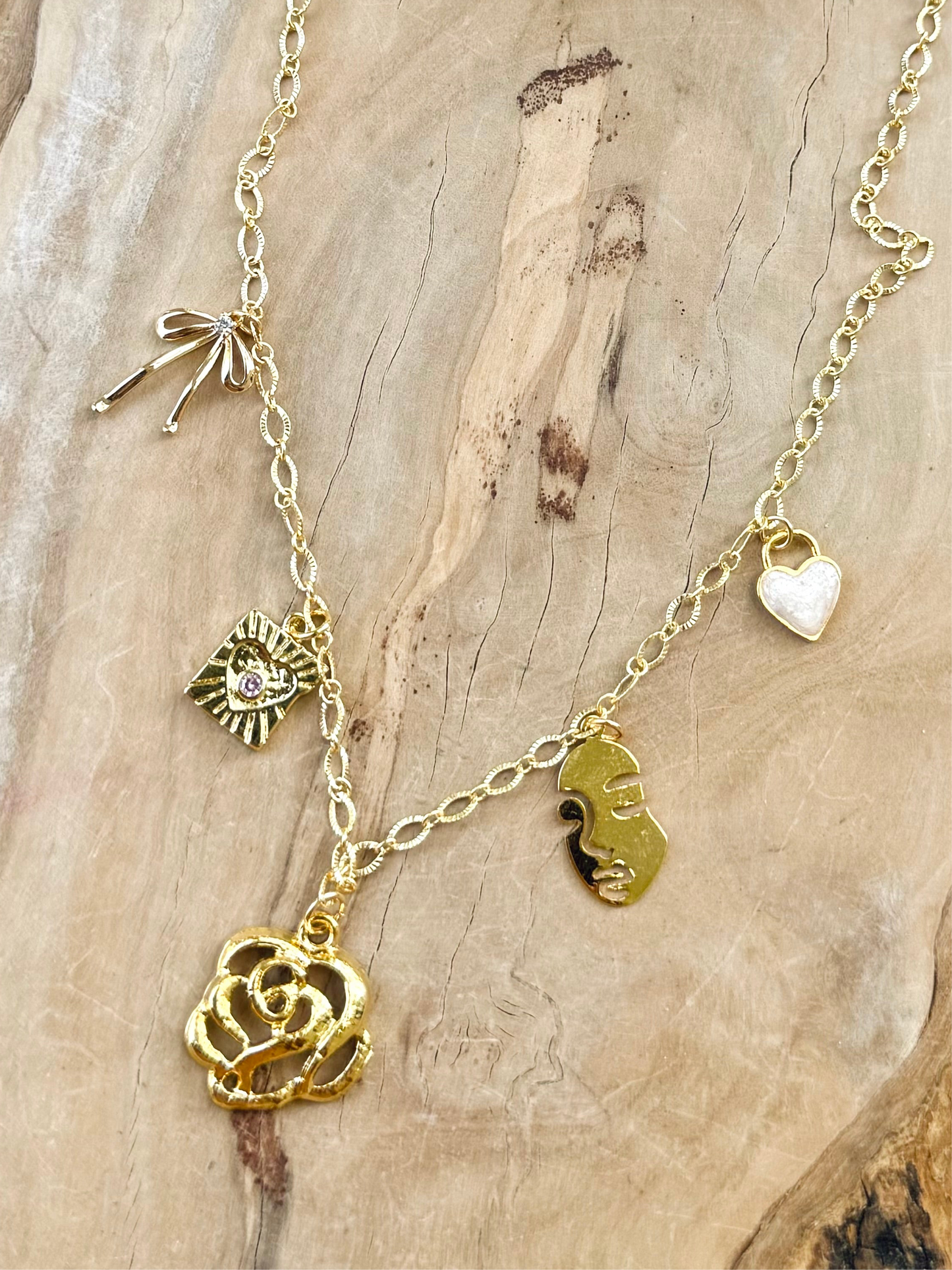 Feminine Gold Charm Necklace