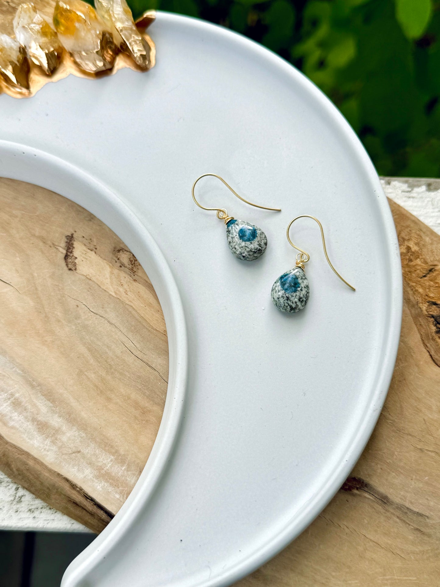 K2 Azurite Granite + Matte Gold Earrings