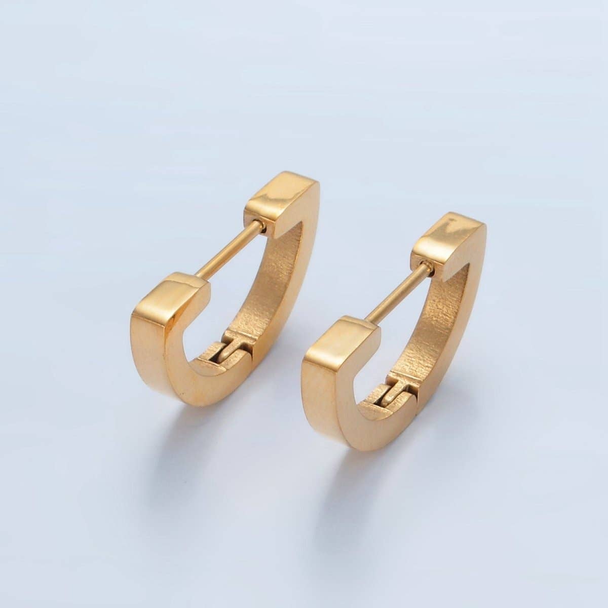 D-Shaped Stainless Steel Huggie Earrings