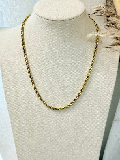 Gold Stainless Steel Rope Chain Necklace