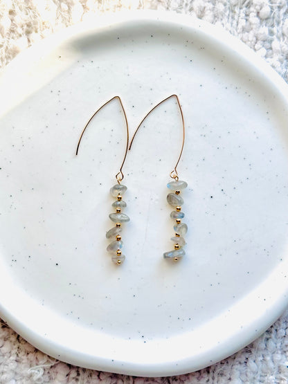 Labradorite + Gold Threader Earrings