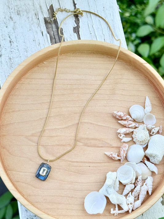 Labradorite + White Topaz Gold Necklace