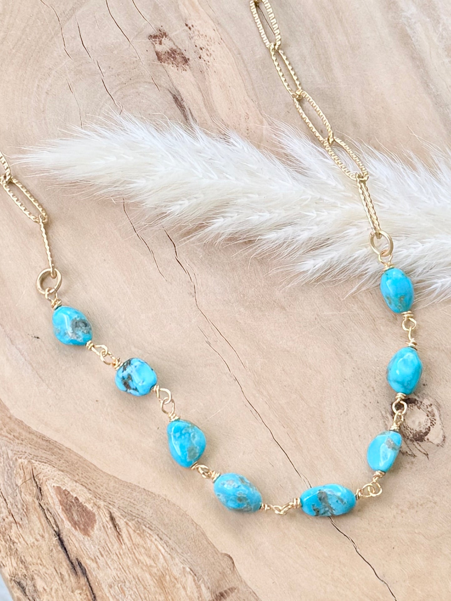 Sleeping Beauty Turquoise + Matte Gold Necklace