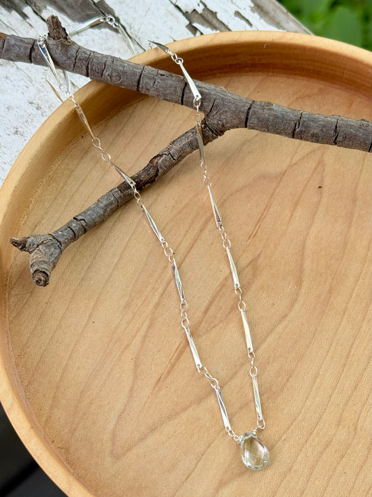 Green Amethyst + Silver Necklace