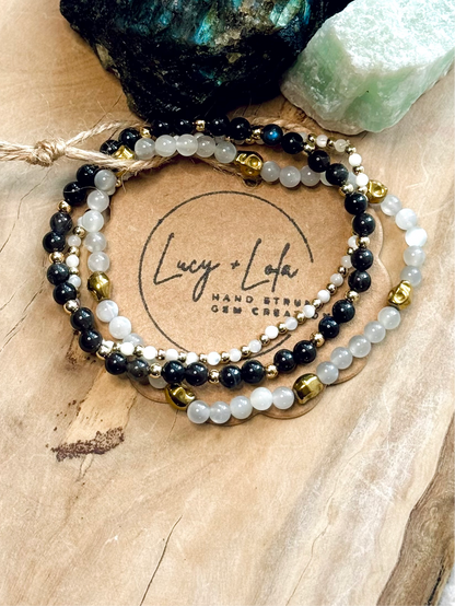 Black + Gray Gold Skully Stack (3-stack)