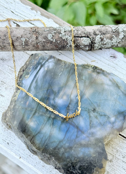 Gold Stainless Steel Fuck Necklace