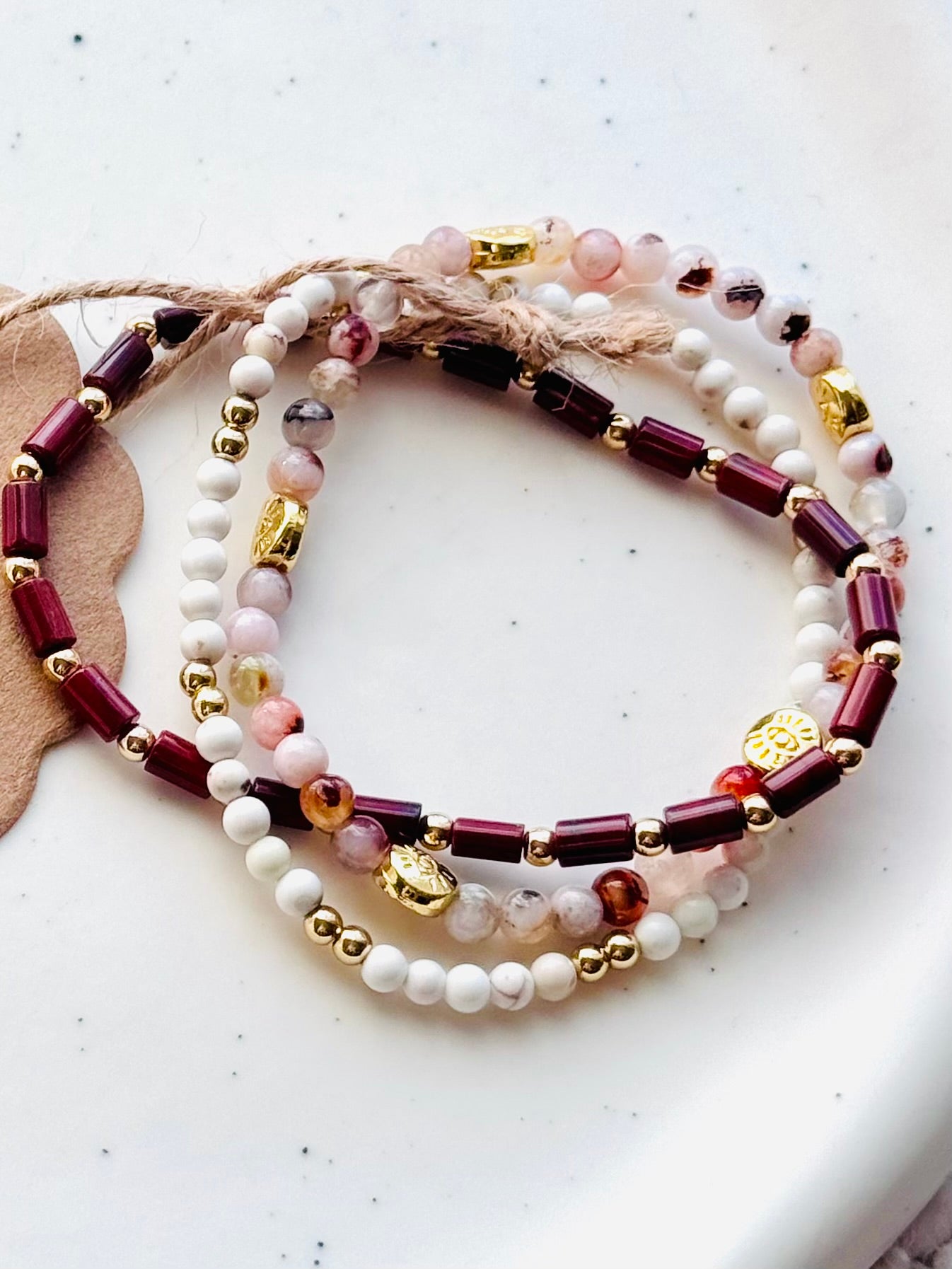 Reds + Evil Eye in Gold (3-stack)