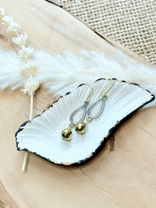 Champagne Hematite + Matte Mixed Metal Twist Earrings
