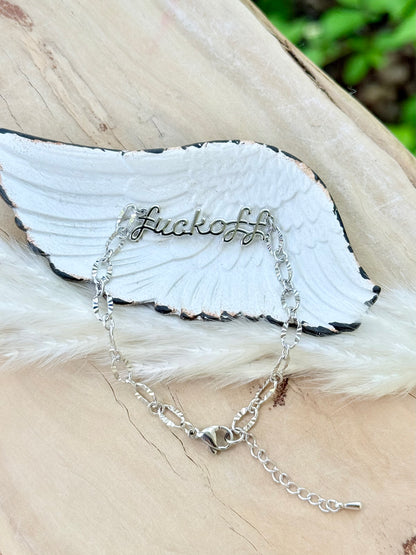 Fuck Off + Silver Chain Bracelet