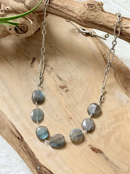 Labradorite + Antique Silver Necklace
