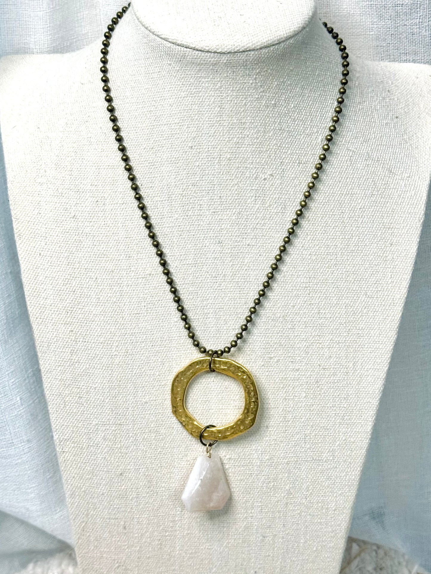 Peruvian Opal + Antique Brass Boho Necklace