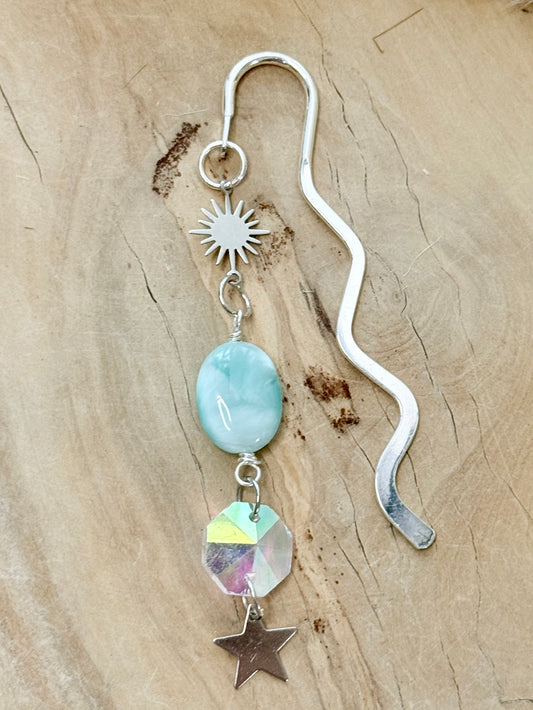 Green Moonstone  + Silver Plant Stake