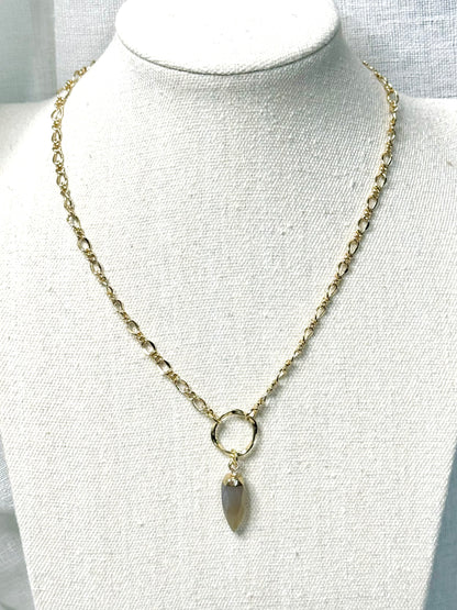 Gray Agate + Gold Eternity Necklace