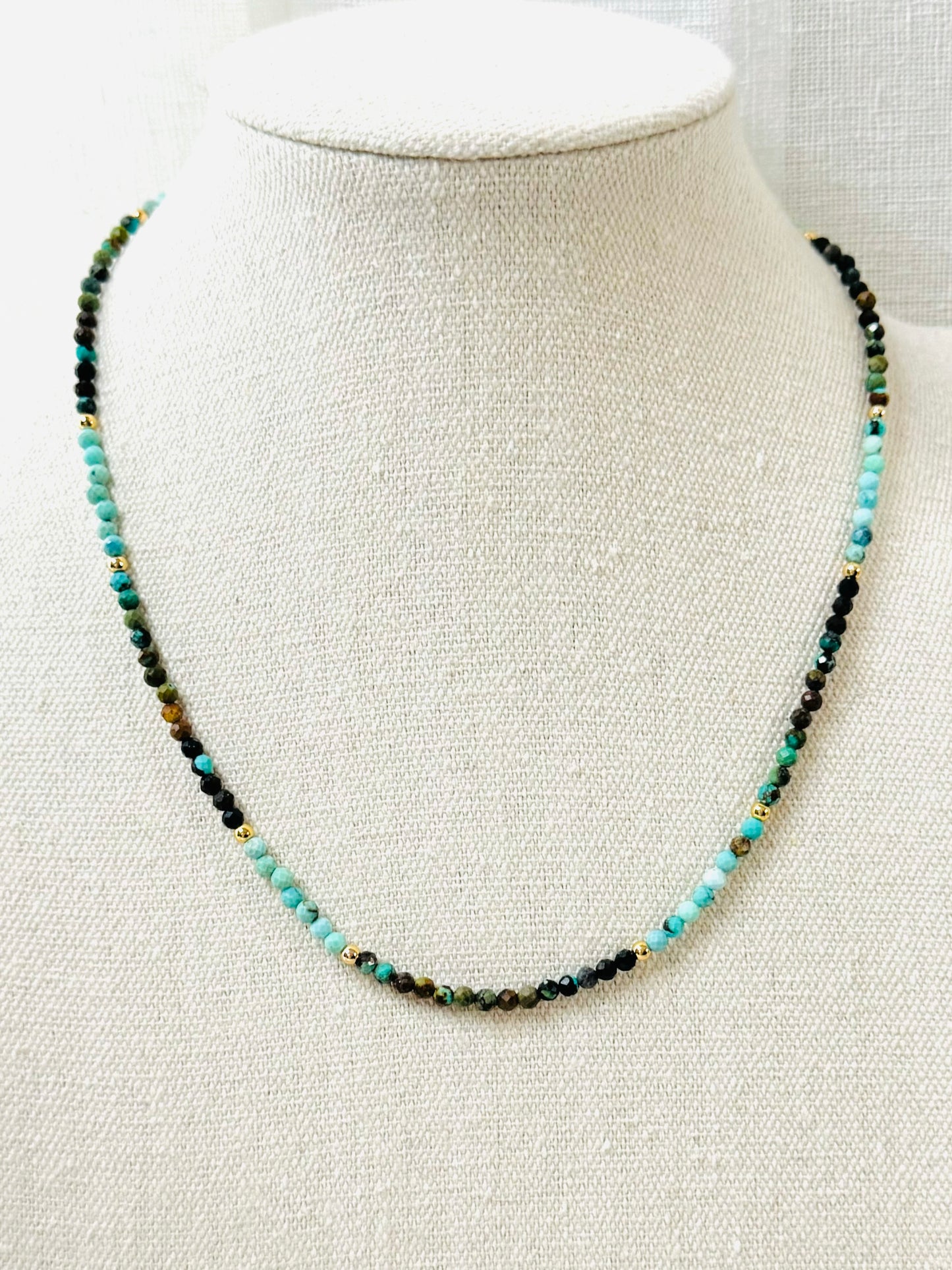 Ombre Turquoise + Gold Beaded Necklace