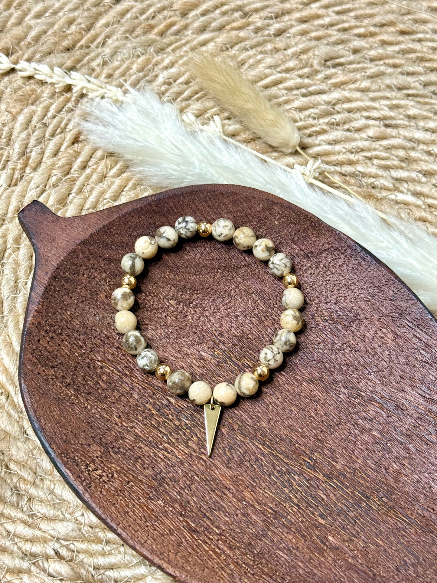 Feldspar + Gold Chunky Charm Band