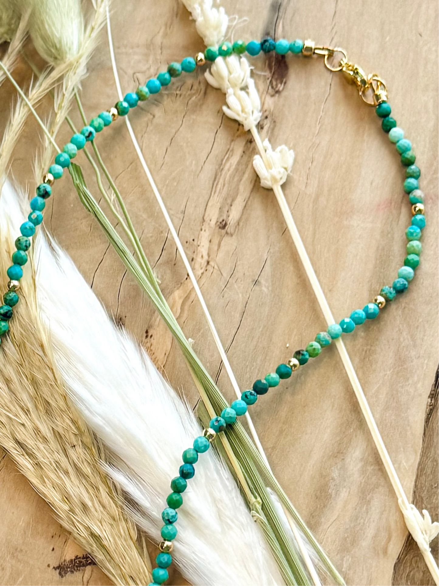 Turquoise + Gold Beaded Necklace