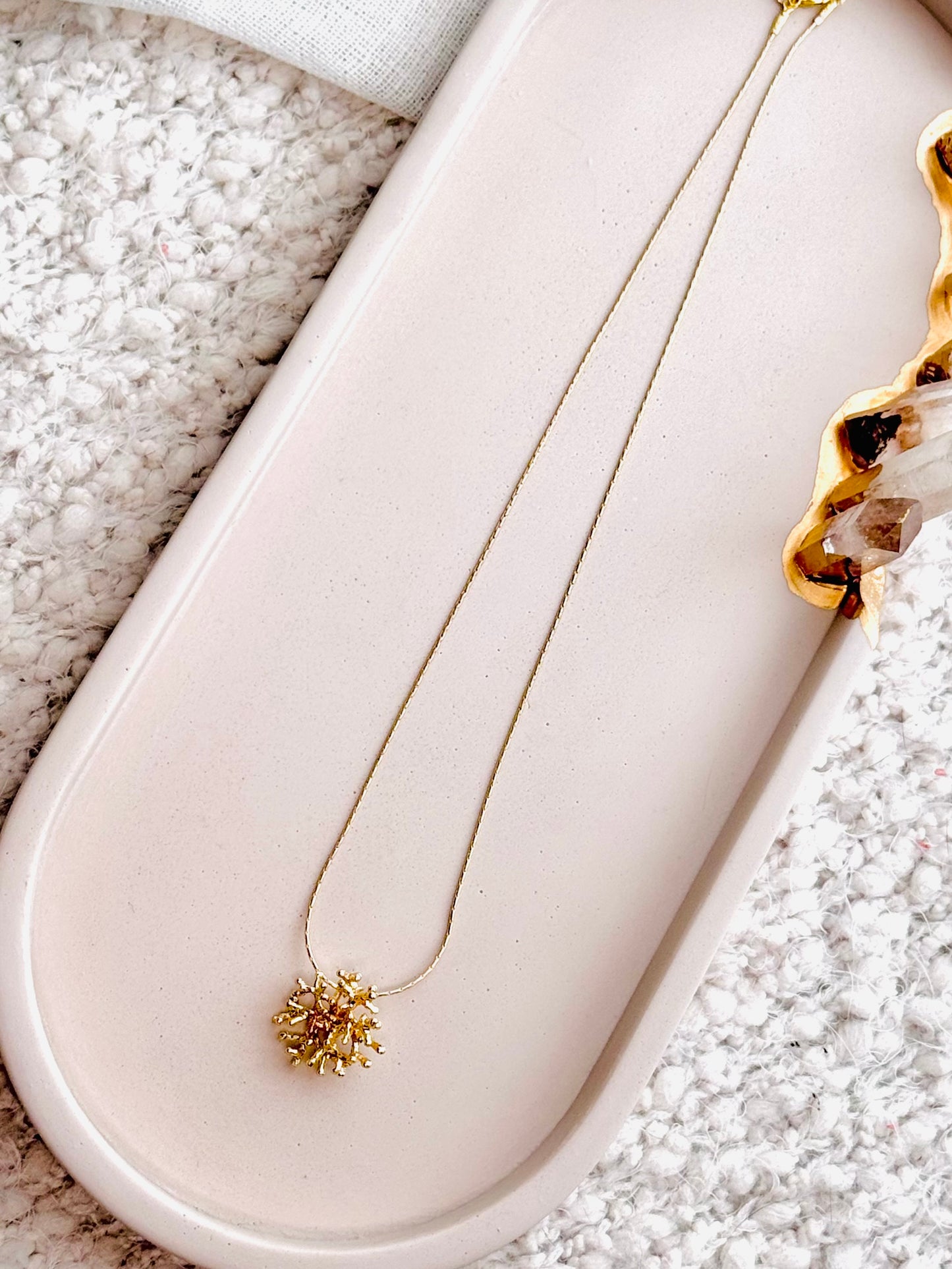 Gold Coral Pendant Necklace