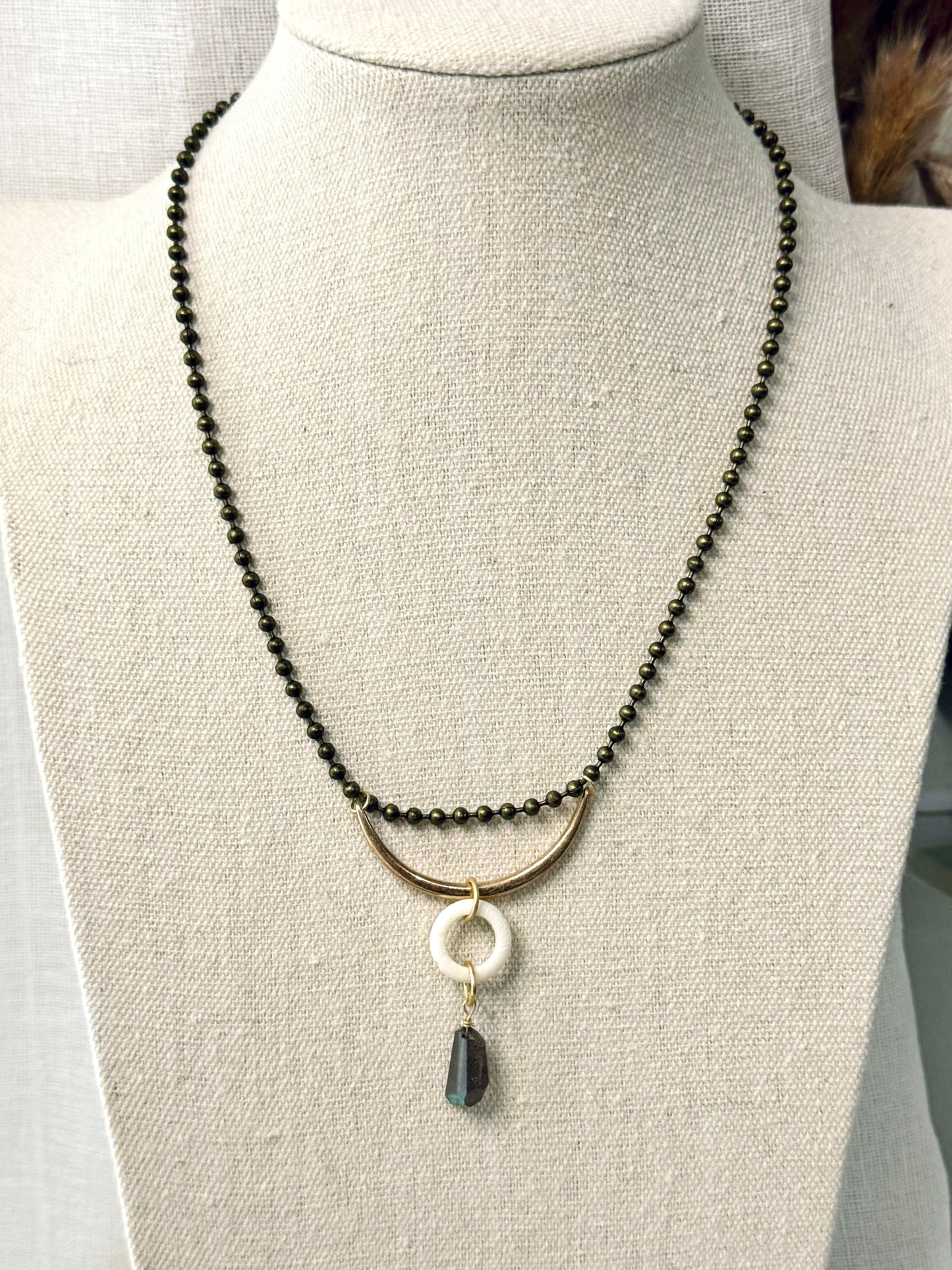 Labradorite + Mixed Metals Horseshoe Necklace