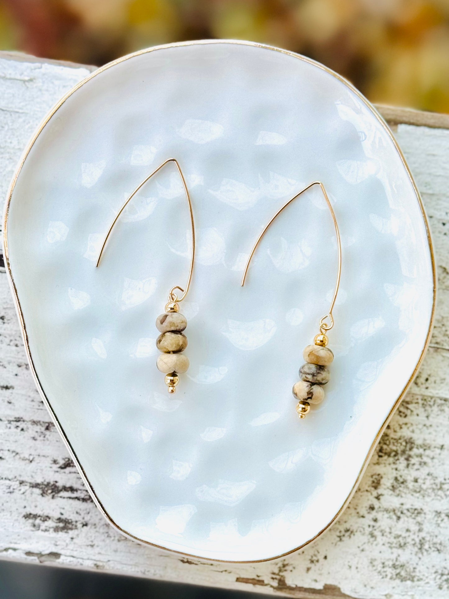 Feldspar + Gold Threader Earrings