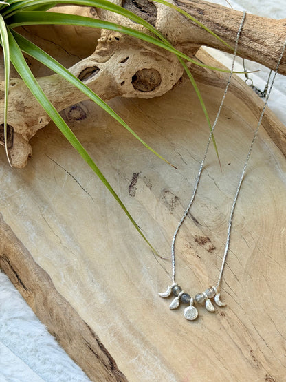 Labradorite + Silver Moon Phases Necklace