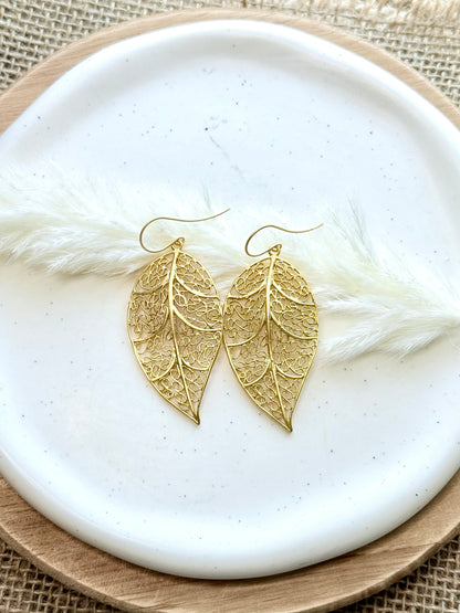 Matte Gold Leaf Earrings
